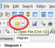 Open file button in numerous tool bars in Toad.