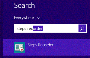 Steps recorder in start menu